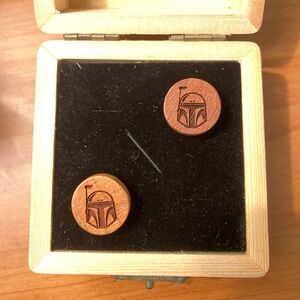Wooden Star Wars Boba Fett cuff links